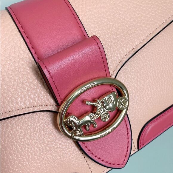 New Coach Genuine Leather Shoulder Bag In Colorblock - Picture 16 of 16